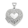 Lex & Lu Sterling Silver w/Rhodium Polished Fancy Scroll 15mm Heart Locket - Lex & Lu