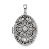 Lex & Lu Sterling Silver w/Rhodium CZ Oval Filigree Locket - Lex & Lu