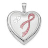 Lex & Lu Sterling Silver w/Rhodium 24mm Enameled, D/C Pink Ribbon Ash Holder - Lex & Lu