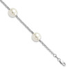 Lex & Lu Sterling Silver Majestik 10-11mm White Bead 4 Station Bracelet 7.5'' - Lex & Lu