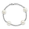 Lex & Lu Sterling Silver Majestik 10-11mm White Bead 4 Station Bracelet 7.5'' - 4 - Lex & Lu