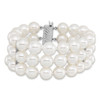 Lex & Lu Sterling Silver Majestik 3 Row 10-11mm White Shell Bead Bracelet 7.5'' - 3 - Lex & Lu