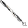 Lex & Lu Sterling Silver 3 Row 4-5mm White/Grey/Black Bead Bracelet 7.5'' - Lex & Lu