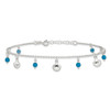 Lex & Lu Sterling Silver Polished Shell and Turquoise Anklet 9'' - 4 - Lex & Lu