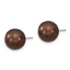 Lex & Lu Sterling Silver Majestik 10-11mm Round Brown Bead Stud Earrings QMJE - 2 - Lex & Lu