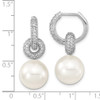 Lex & Lu Sterling Silver Majestik 12-13mm White Shell Bead & CZ Hoop Earrings - 4 - Lex & Lu
