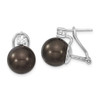 Lex & Lu Sterling Silver Majestik 12-13mm Blk Shell Pearl CZ Omega Back Earrings - Lex & Lu