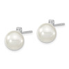 Lex & Lu Sterling Silver Majestik 8-9mm White Bead & CZ Post Earrings LAL113900 - 2 - Lex & Lu