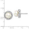 Lex & Lu Sterling Silver Majestik 8-9mm White Bead & CZ Post Earrings LAL113901 - 3 - Lex & Lu