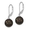 Lex & Lu Sterling Silver Majestik 10-11mm Round Blk Shell Bead Leverback Earring - 2 - Lex & Lu