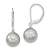 Lex & Lu Sterling Silver Majestik 10-11mm Round Grey Bead Leverback Earring - Lex & Lu