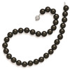 Lex & Lu Sterling Silver Majestik 12-13mm Blk Shell Bead w/CZ Clasp Necklace 18'' - 2 - Lex & Lu