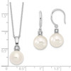 Lex & Lu Sterling Silver 10-11mm White Bead CZ Earrings & Necklace Set LAL113996 - 5 - Lex & Lu