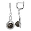 Lex & Lu Sterling Silver 10-12mm Blk Bead & CZ Earrings & Necklace Set LAL114003 - 2 - Lex & Lu