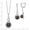 Lex & Lu Sterling Silver 10-12mm Blk Bead & CZ Earrings & Necklace Set LAL114003 - 5 - Lex & Lu