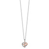 Lex & Lu Sterling Silver Rose Gold-plated CZ Polished Heart Necklace 18'' - 2 - Lex & Lu