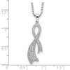 Lex & Lu Sterling Silver & CZ Brilliant Embers Ribbon Necklace 18'' - 5 - Lex & Lu