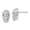 Lex & Lu Sterling Silver & CZ Brilliant Embers Polished Skull Post Earrings - Lex & Lu