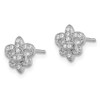 Lex & Lu Sterling Silver & CZ Brilliant Embers Fleur De Lis Post Earrings - 2 - Lex & Lu