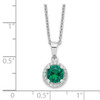 Lex & Lu Sterling Silver White & Green CZ Brilliant Embers Polished Necklace 18'' - 5 - Lex & Lu