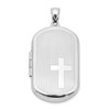 Lex & Lu Sterling Silver w/Side Cross Rectangular Locket - Lex & Lu