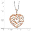 Lex & Lu Sterling Silver Rose-tone CZ Brilliant Embers Heart Necklace 18'' - 5 - Lex & Lu