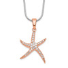 Lex & Lu Sterling Silver Rose-tone & CZ Brilliant Embers Starfish Necklace 18'' - Lex & Lu