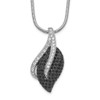 Lex & Lu Sterling Silver Black Spinel & CZ Brilliant Embers Leaf Necklace 18'' - Lex & Lu