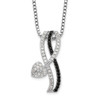 Lex & Lu Sterling Silver Black Spinel & CZ Brilliant Embers Heart Necklace 18'' - Lex & Lu