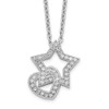 Lex & Lu Sterling Silver CZ Brilliant Embers Heart & Star Necklace 18'' - Lex & Lu