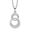 Lex & Lu Sterling Silver & CZ Brilliant Embers Polished Circle Necklace 18'' - Lex & Lu