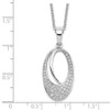 Lex & Lu Sterling Silver & CZ Brilliant Embers Polished Oval Necklace 18'' - 4 - Lex & Lu