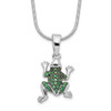 Lex & Lu Sterling Silver & CZ Brilliant Embers Frog Necklace 18'' - Lex & Lu