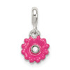 Lex & Lu Sterling Silver Hot Pink Enamel Flower w/CZ Enhancer - Lex & Lu