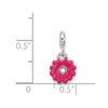 Lex & Lu Sterling Silver Hot Pink Enamel Flower w/CZ Enhancer - 3 - Lex & Lu