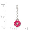 Lex & Lu Sterling Silver Pink Enamel Flower w/CZ 1/2'' Dangle Enhancer - 3 - Lex & Lu
