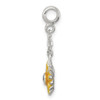 Lex & Lu Sterling Silver Yellow Enameled Flower w/CZ 1/2'' Dangle Enhancer - 2 - Lex & Lu