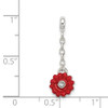 Lex & Lu Sterling Silver Red Enameled Flower w/CZ 1/2'' Dangle Enhancer - 3 - Lex & Lu