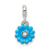 Lex & Lu Sterling Silver Blue Enamel Flower w/CZ Enhancer - Lex & Lu