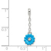 Lex & Lu Sterling Silver Blue Enamel Flower w/CZ 1/2'' Dangle Enhancer - 3 - Lex & Lu