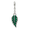 Lex & Lu Sterling Silver Green Enameled Leaf 1/2'' Dangle Enhancer - Lex & Lu