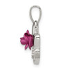 Lex & Lu Sterling Silver Pink Flower & CZ Mom Pendant - 2 - Lex & Lu