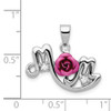 Lex & Lu Sterling Silver Pink Flower & CZ Mom Pendant - 3 - Lex & Lu