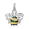 Lex & Lu Sterling Silver Rhodium-platedGreen & Yellow Enamel Bee Charm - Lex & Lu