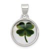 Lex & Lu Sterling Silver 4 Leaf Clover Clear Enamel Pendant - Lex & Lu