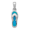 Lex & Lu Sterling Silver Created Blue Inlay Opal Sandal Pendant - Lex & Lu