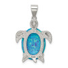 Lex & Lu Sterling Silver Created Opal Inlay Sea Turtle Pendant - 4 - Lex & Lu