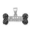 Lex & Lu Sterling Silver Black & Clear CZ Dog Bone Pendant - Lex & Lu