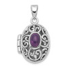 Lex & Lu Sterling Silver Amethyst Locket - Lex & Lu