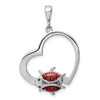 Lex & Lu Sterling Silver w/Rhodium Heart w/Enameled Ladybug Pendant - Lex & Lu